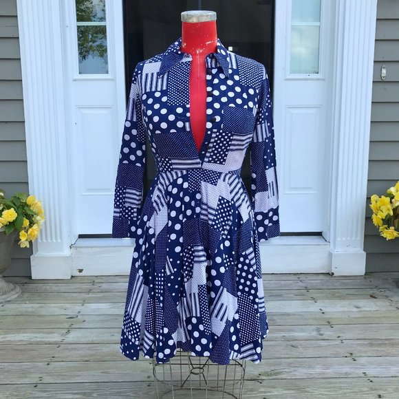 Dresses & Skirts - Pretty in Patchwork Full-Skirt Dress (VINTAGE)